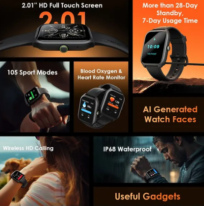 Oraimo Watch 5 Lite 2.01" HD IP68 Smart Watch